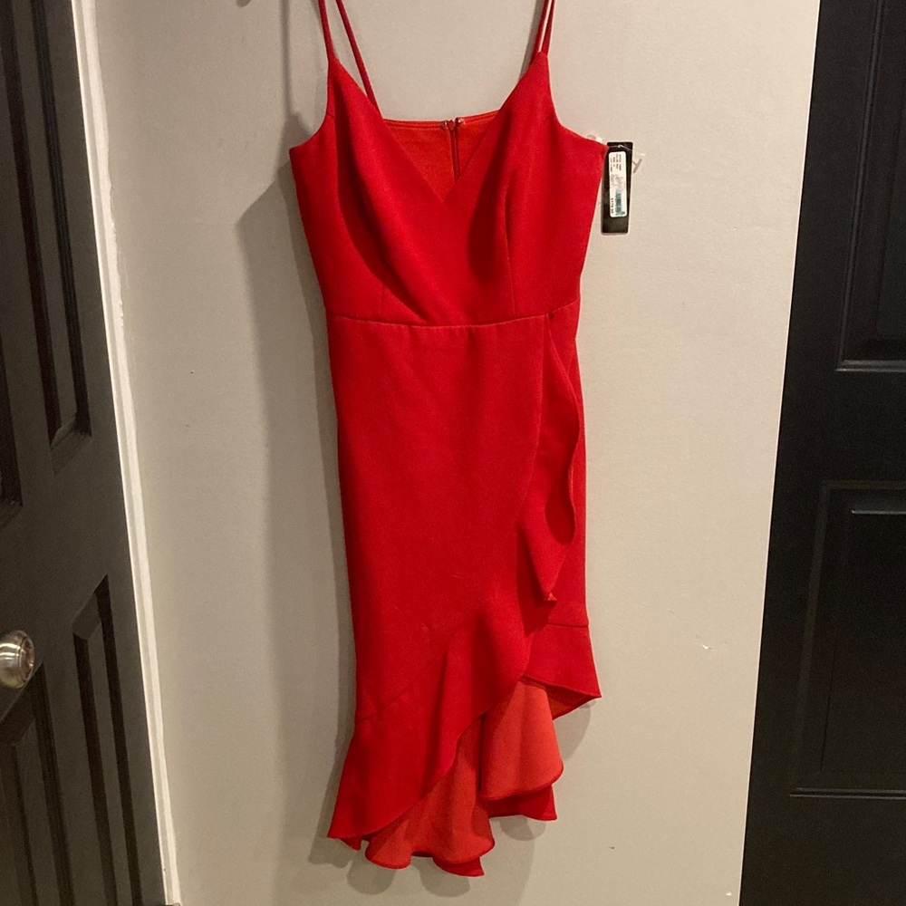 Xscape Vibrant Red Asymmetrical Dress